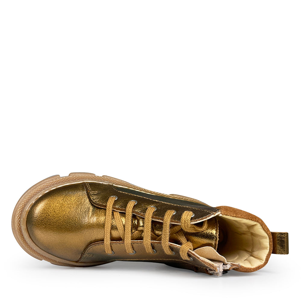 gouden veterboots kinderschoenen