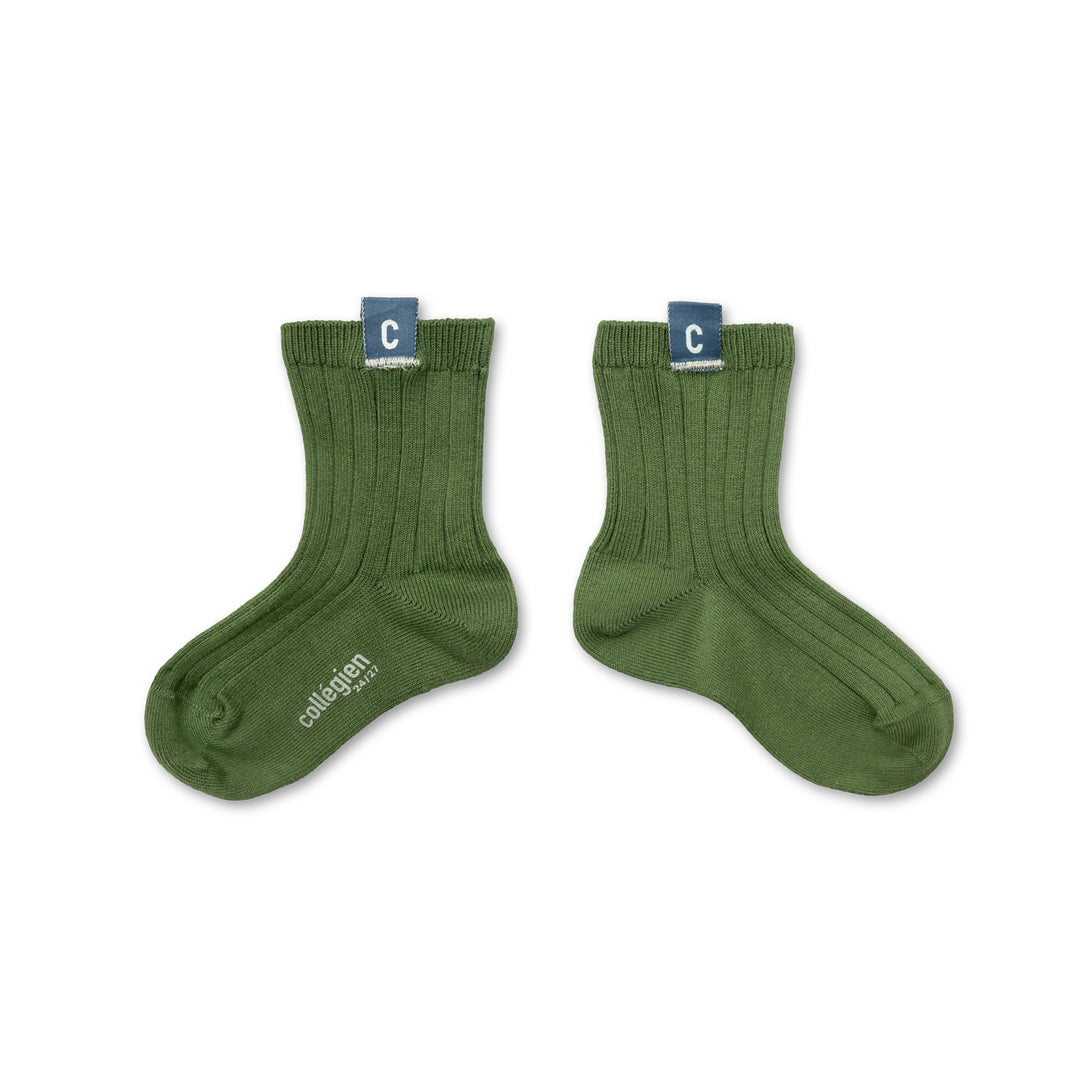 Cyril - Ribbed Ankle Socks with C Label - avocat