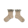 Léa - Ribbed Ankle Socks with Leopard Hearts Ruffle