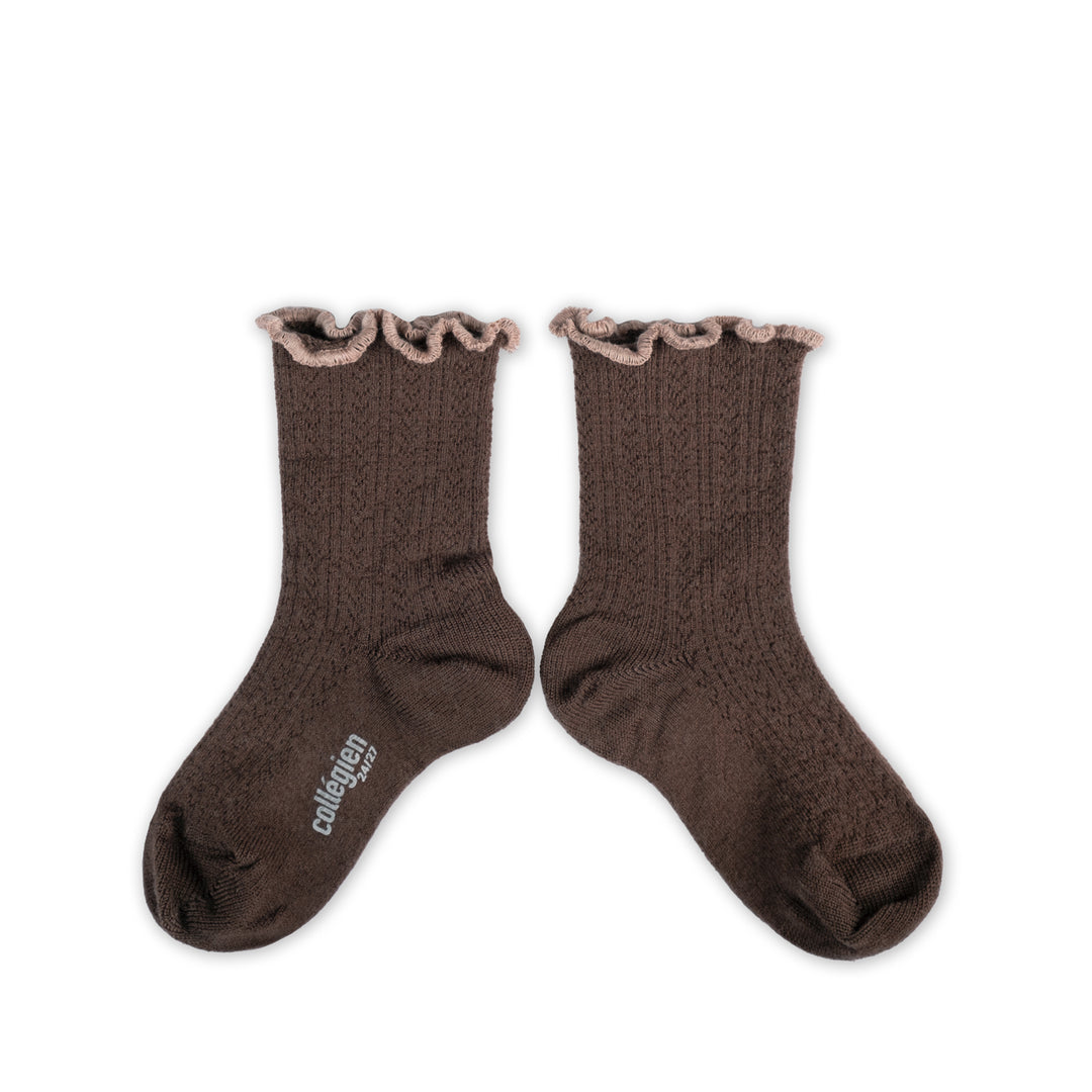 Ambre - Lettuce Trim Pointelle Merino Wool Socks