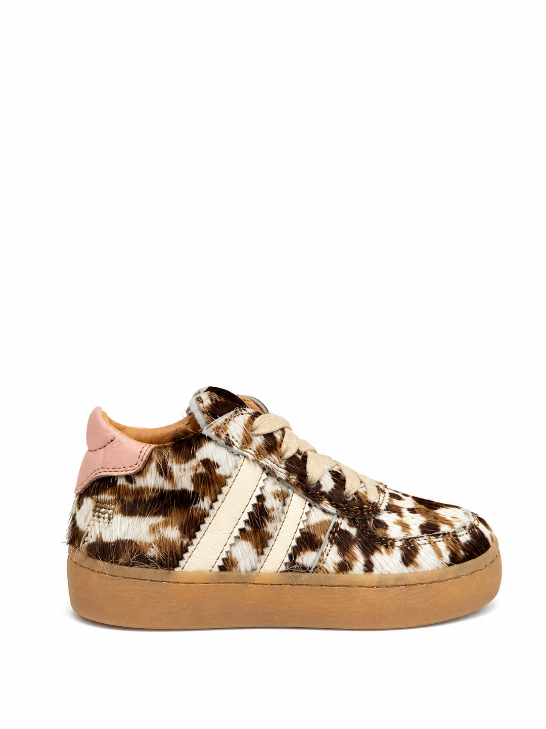 meisjes sneaker koeprint met roze details