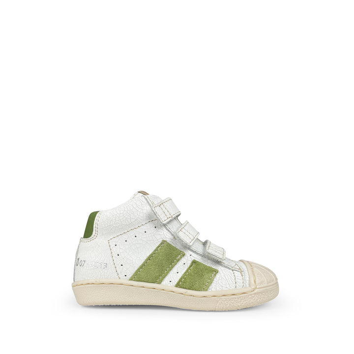 Sneaker wit en groen met velcro