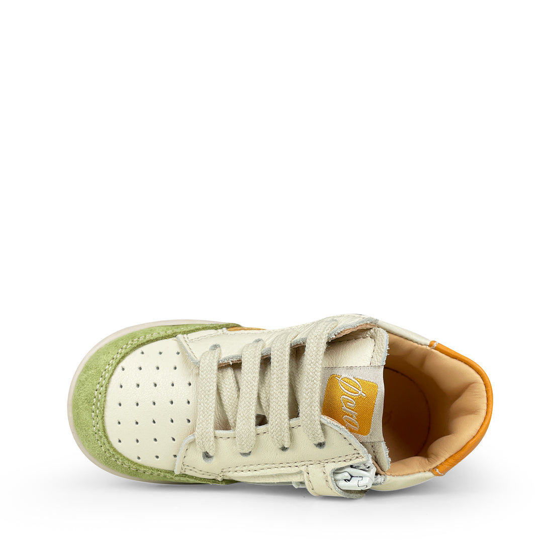 Sneaker wit met geel en groen