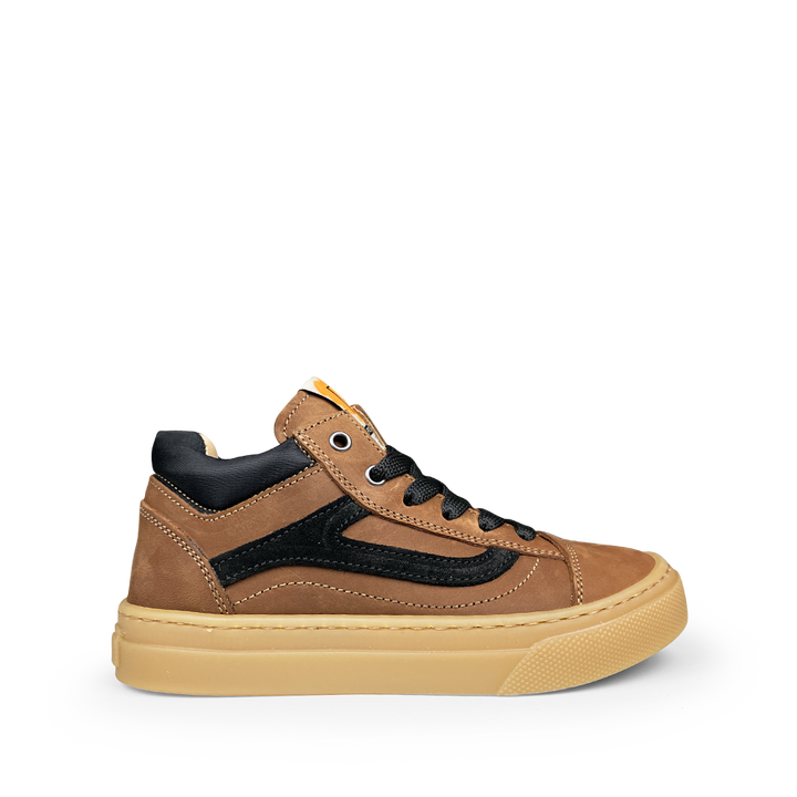 Bruine sneaker met zwart
