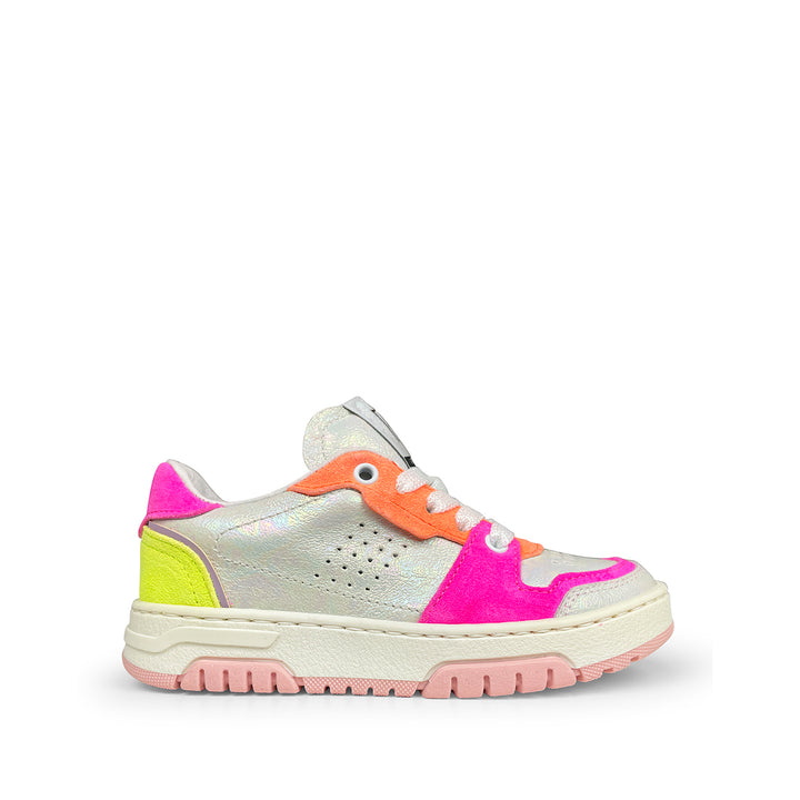 Sneaker zilver, roze, oranje en geel