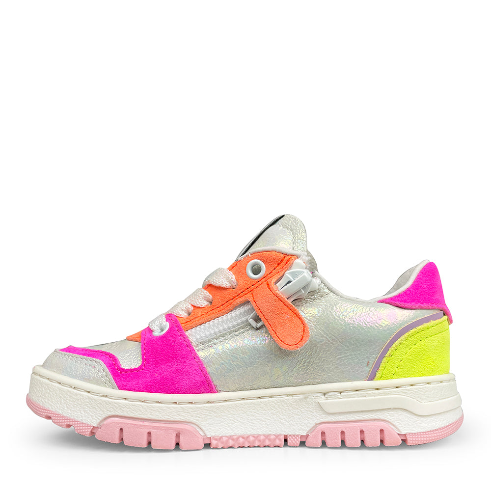 Sneaker zilver, roze, oranje en geel