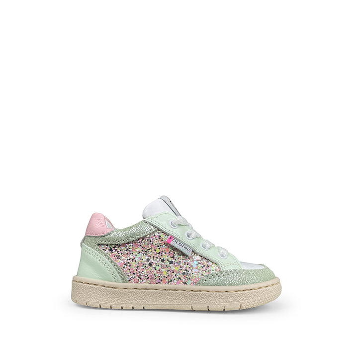 Sneaker muntgroen en glitter