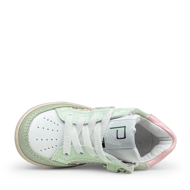 Sneaker muntgroen en glitter