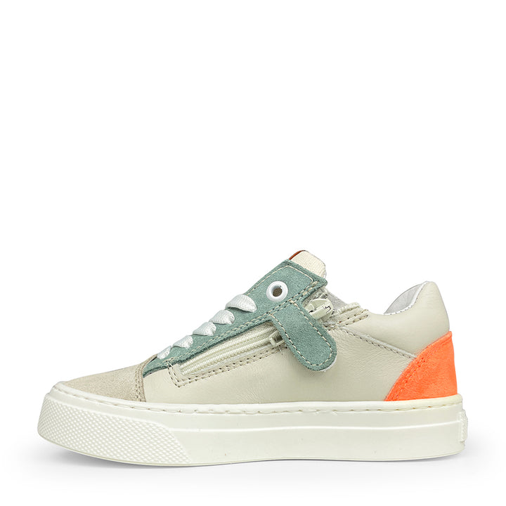 Sneaker grijs, groen en oranje