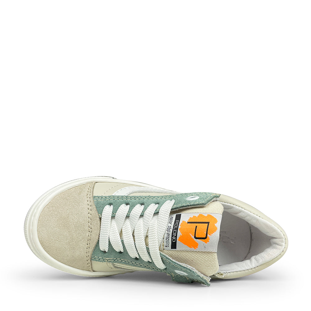 Sneaker grijs, groen en oranje