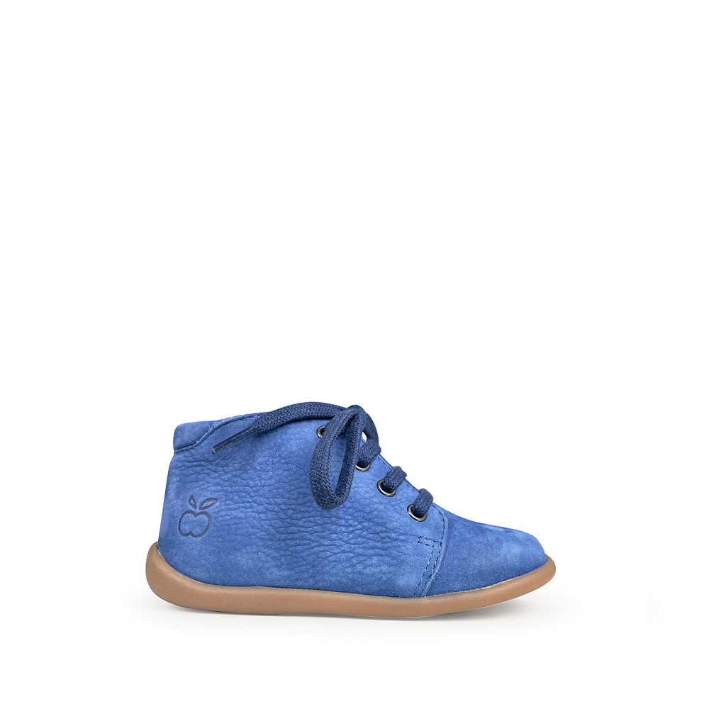 Pom d’Api eerste stapschoen blauw leer met vetersluiting