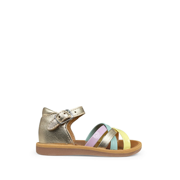 Sandal cognac and multicolor