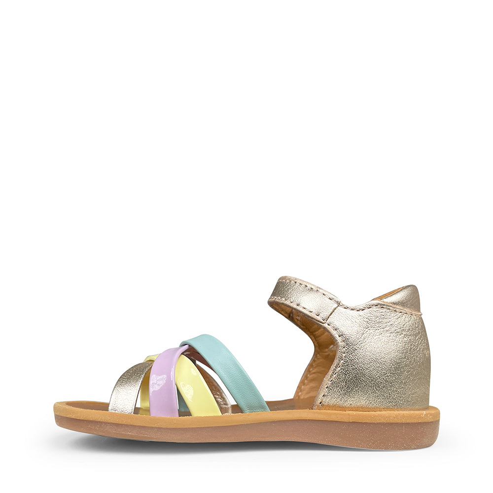 Sandal cognac and multicolor