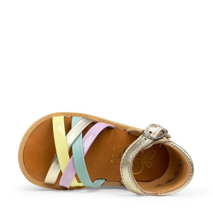 Sandal cognac and multicolor