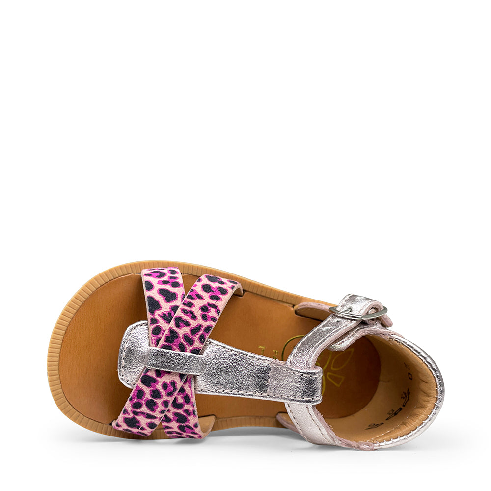 Sandal cognac and multicolor