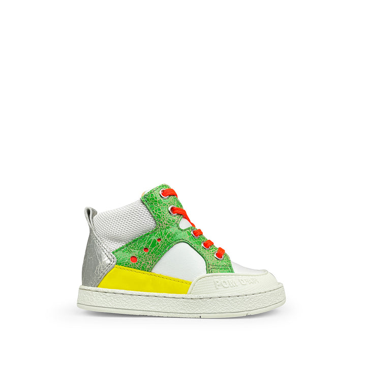 Sneaker wit, groen en geel