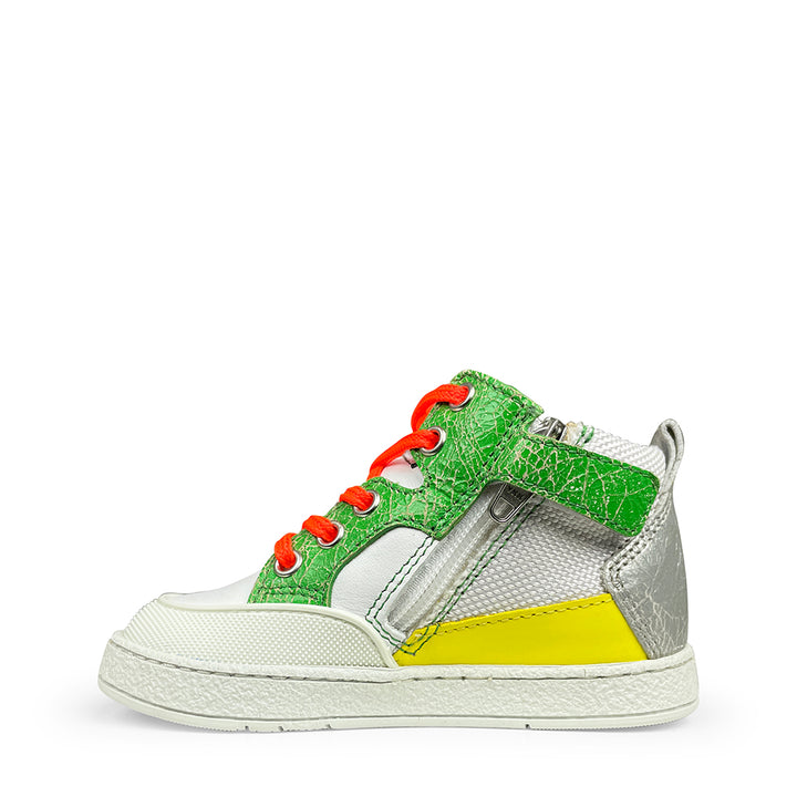 Sneaker wit, groen en geel