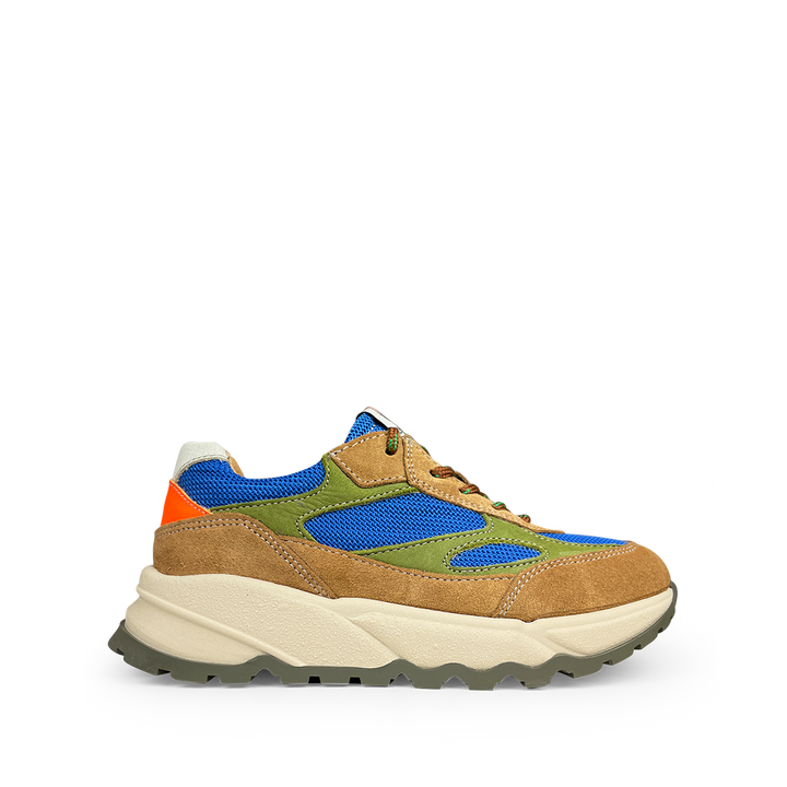 Runner met blauw, bruin en groen