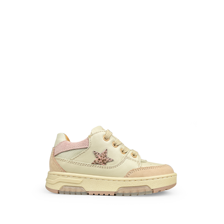Beige sneaker met roze