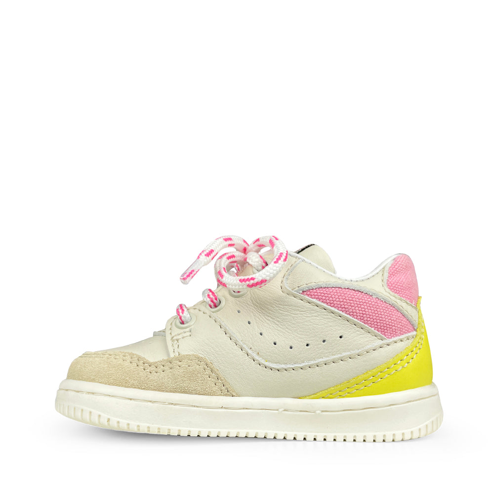 Sneaker wit roze geel