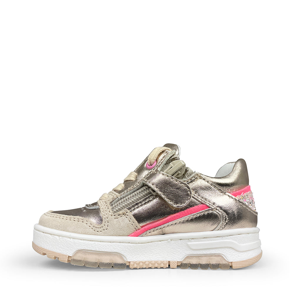 Sneaker platina en roze