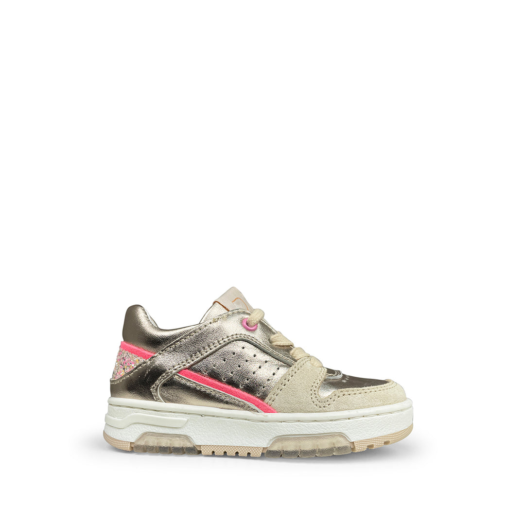 Sneaker platina en roze