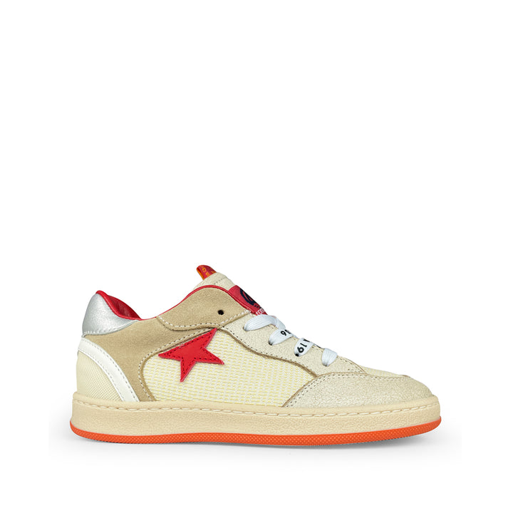 Sneaker wit, beige en rood