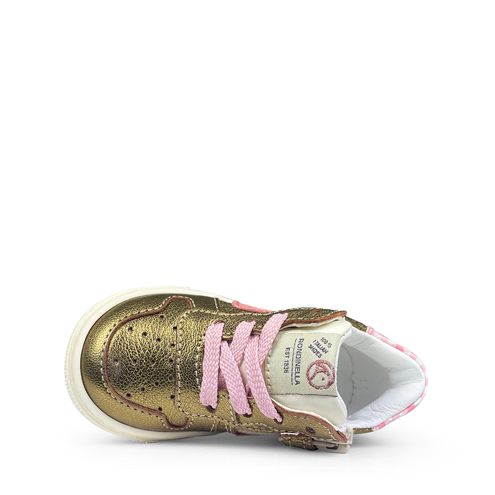 Sneaker goud met roze