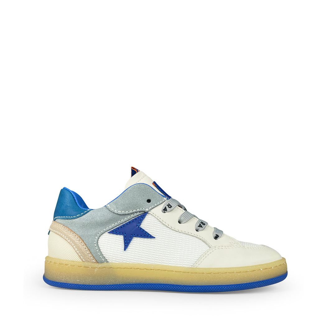 Sneaker wit, grijs en blauw