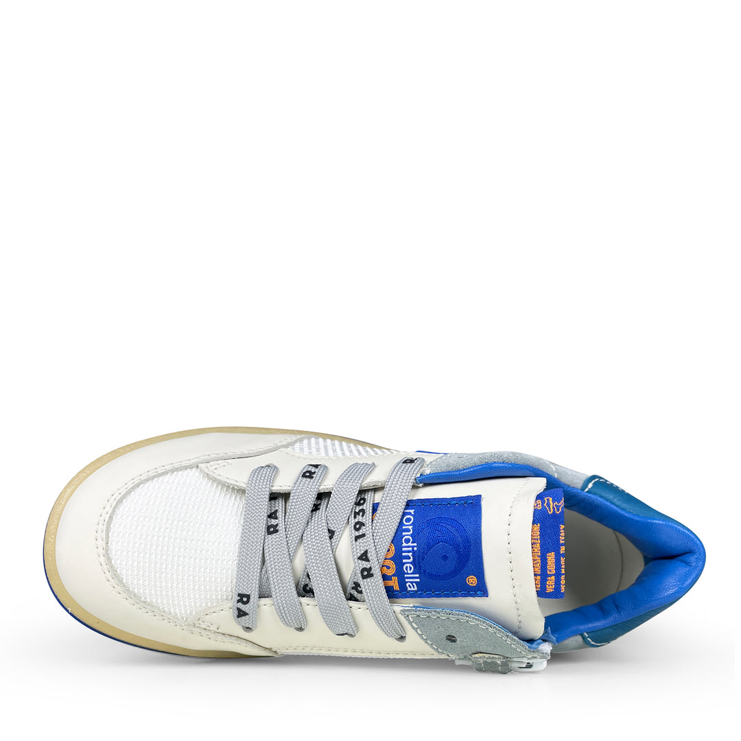 Sneaker wit, grijs en blauw