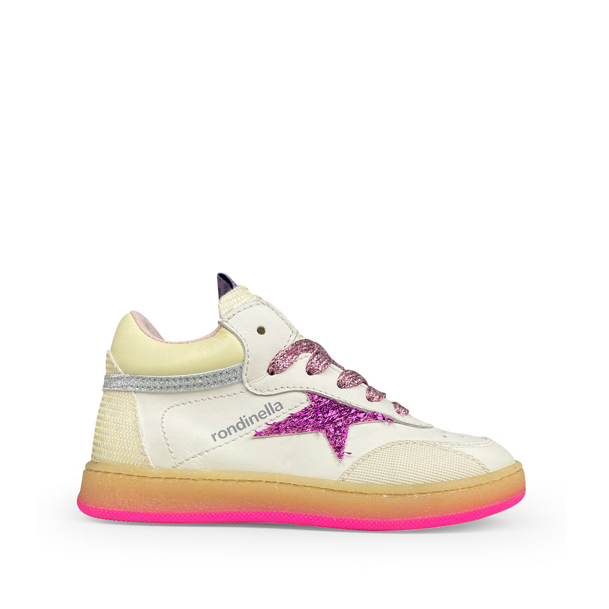 Rondinella Sneaker wit met roze ster Wit