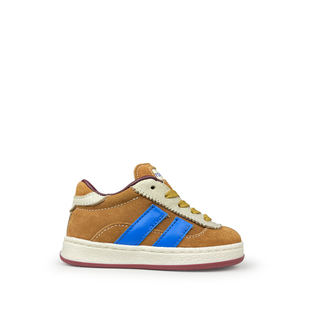 Sneaker bruin en blauw
