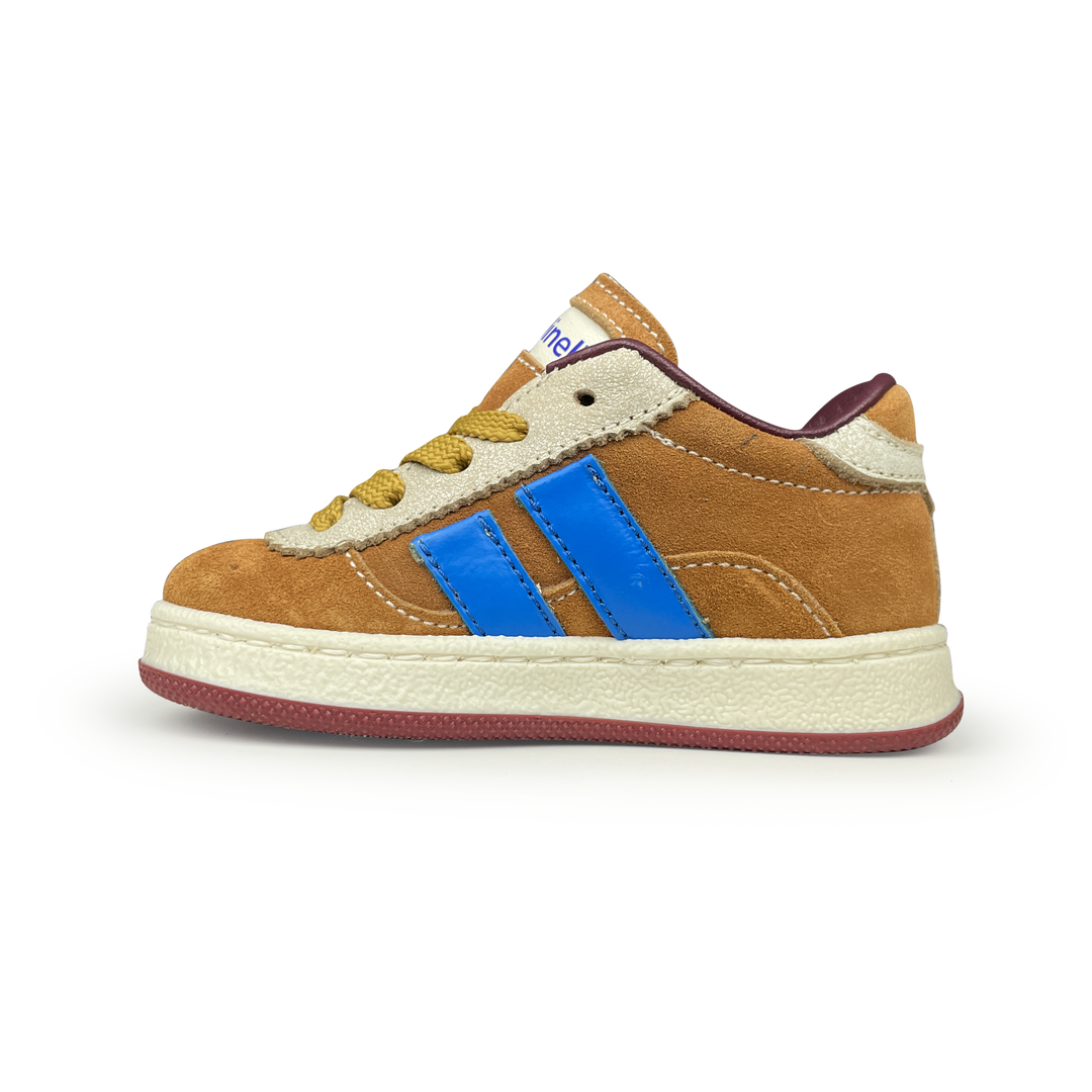 Sneaker bruin en blauw
