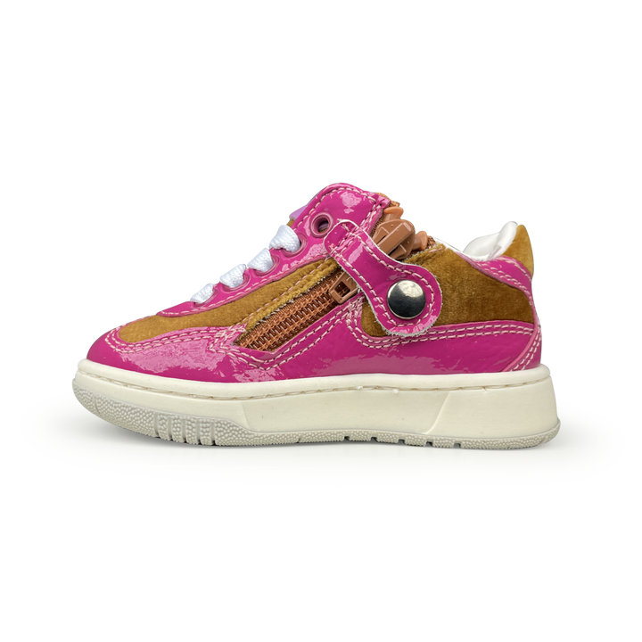 Sneaker bruin en roze