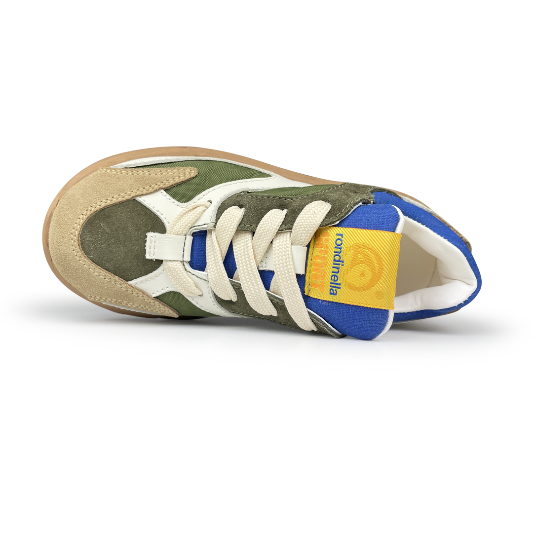 Sneaker groen, wit en bruin