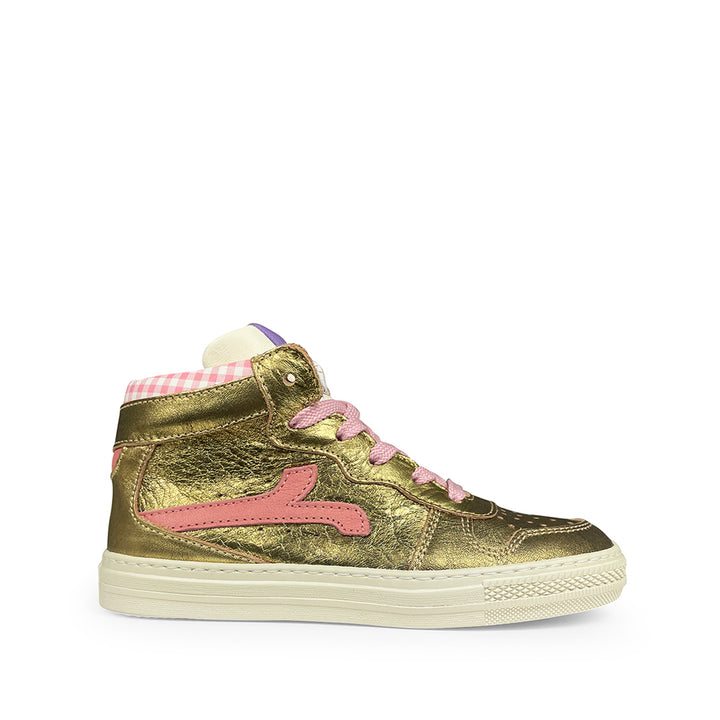 Sneaker goud en roze accenten