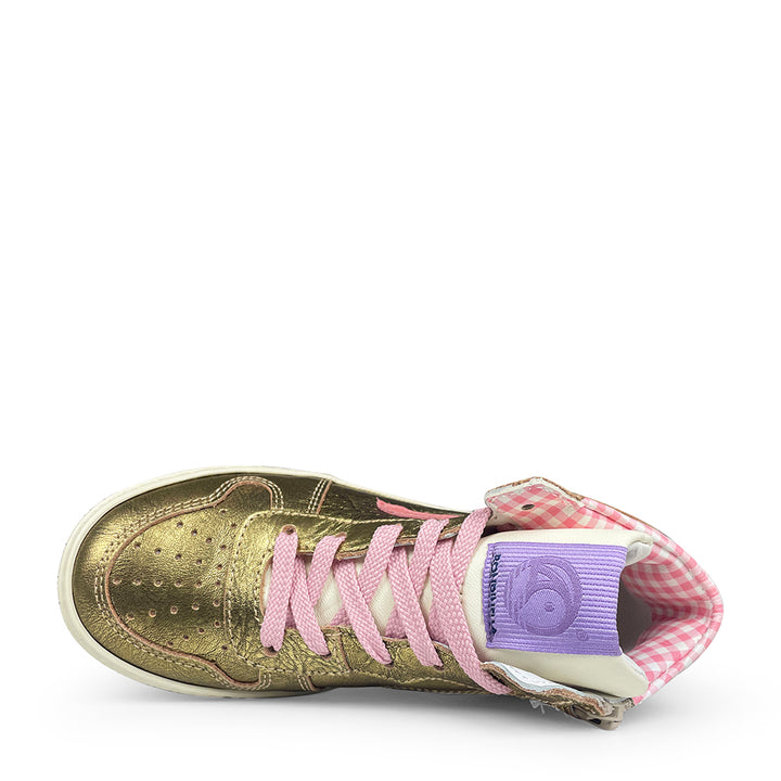 Sneaker goud en roze accenten