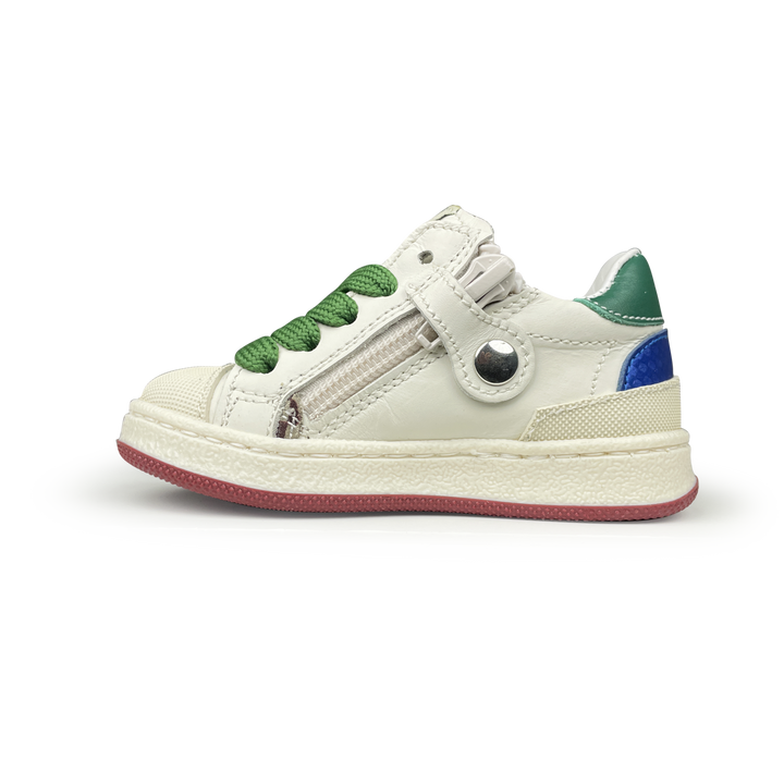 Sneaker wit, groen en blauw
