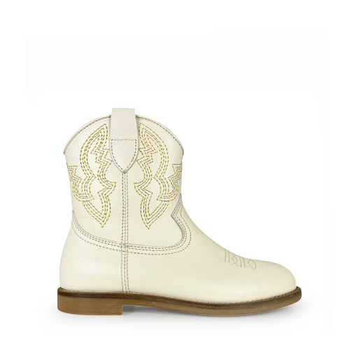 Kinderschoen online Ocra korte laarzen Gebroken witte westernboot met goud en zilver stiksel