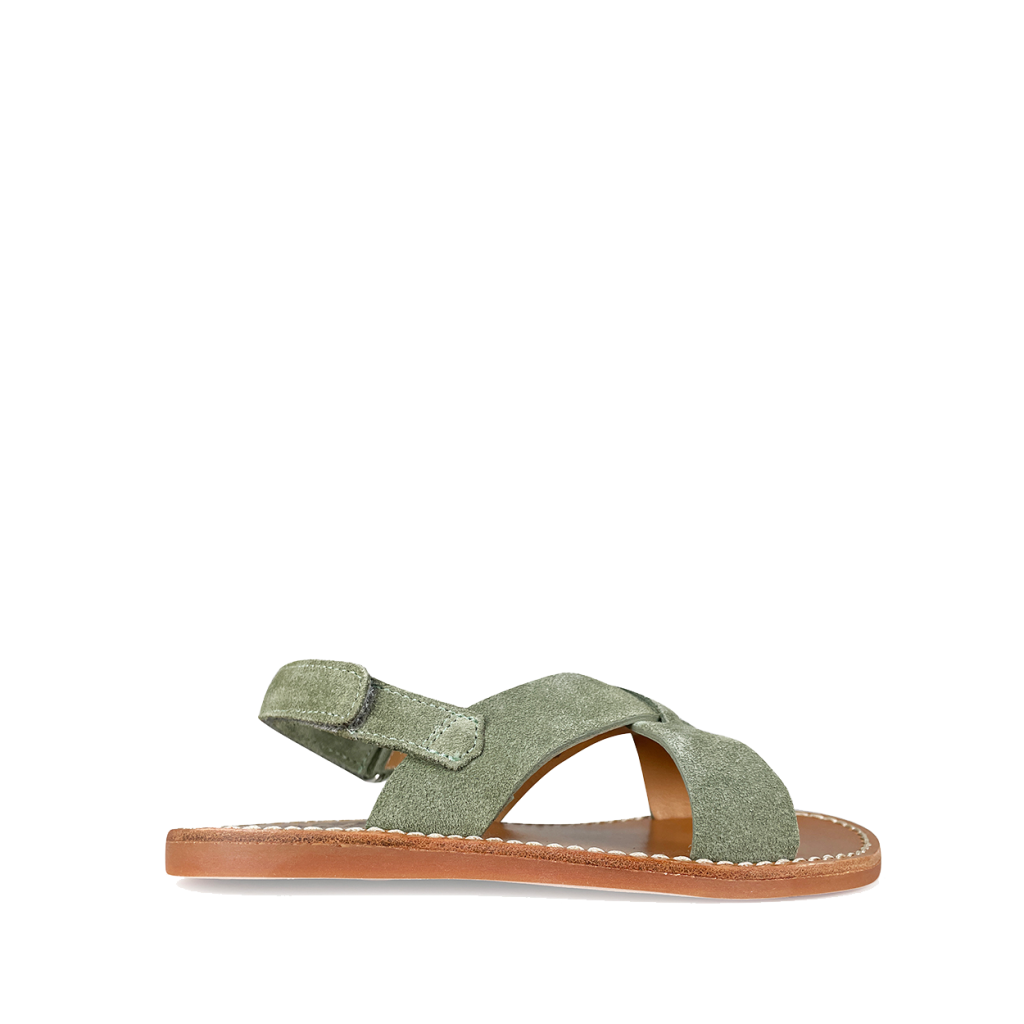 Pom d'api - Olijfkleurige sandaal met gekruiste band