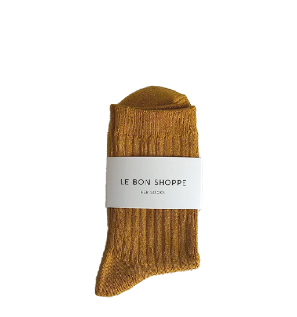 Le Bon Shoppe short socks Le Bon Shoppe - HER Socks - mustard glitter