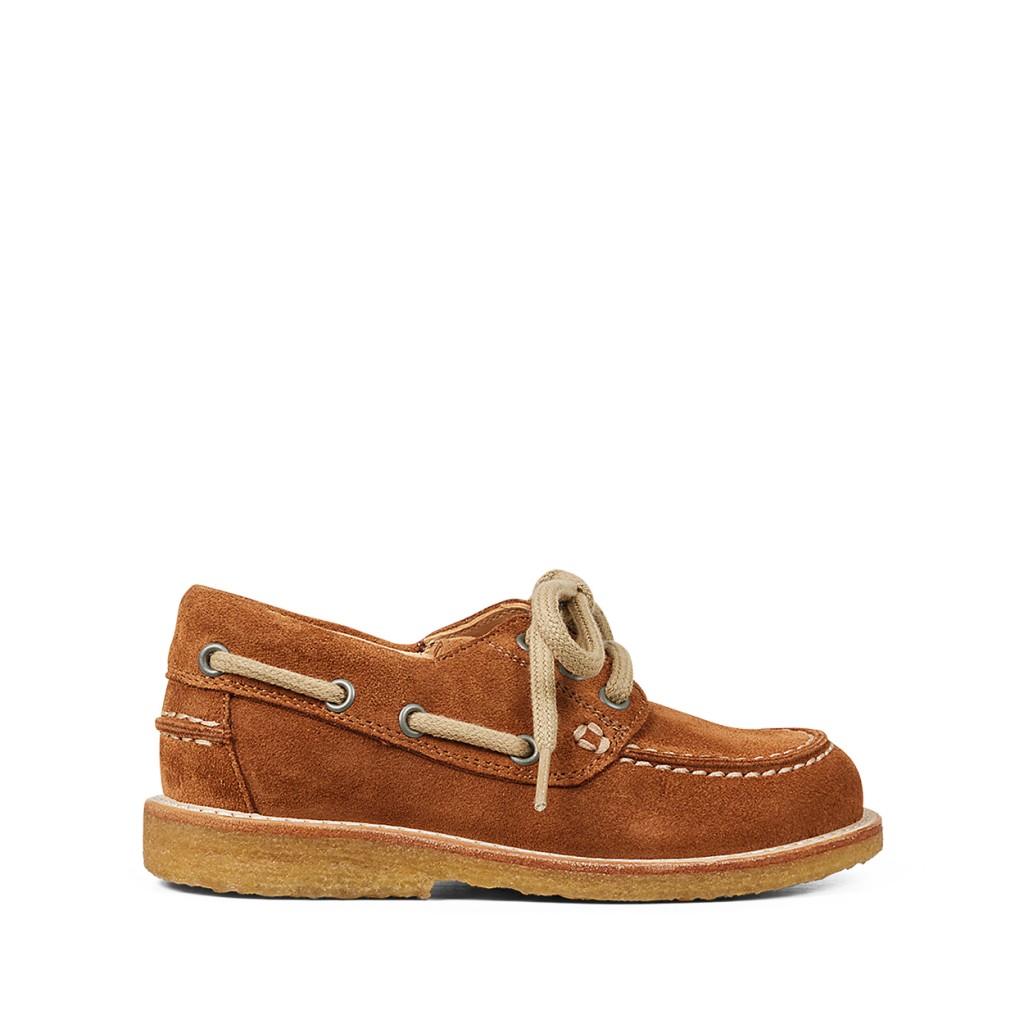 Angulus - Lace loafer in nubuck cognac