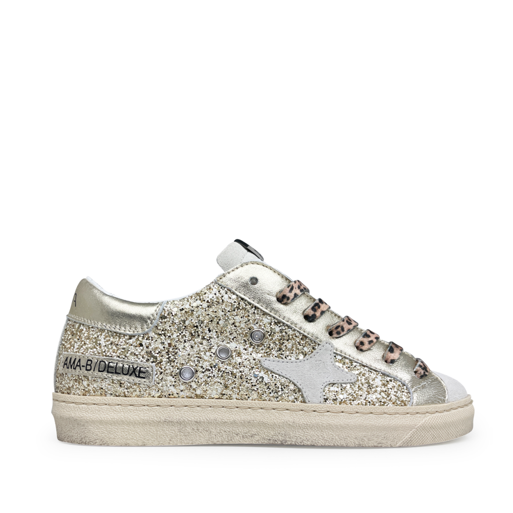 AMA BRAND - AMA-B/Deluxe gold-glitter sneakers