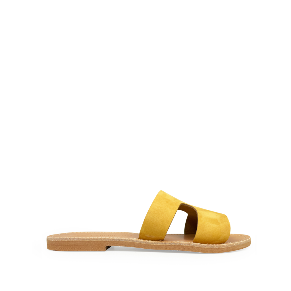 Thluto - Stylish ochre leather slippers Perrine