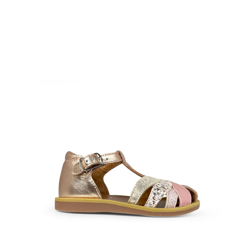 Pom d'api - Closed sandal in metallic ros-gold