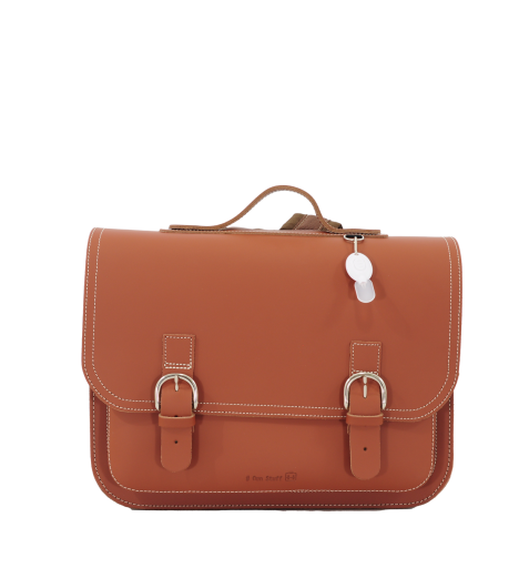 Kids shoe online Own Stuff schoolbag Leather bag in cognac/brown with buckle closure