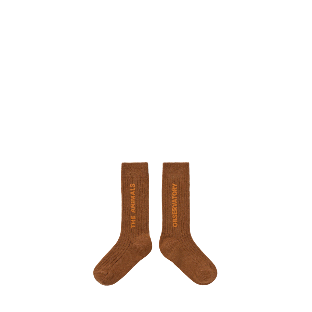The Animals Observatory korte kousen Bruine sokken met logo tekst