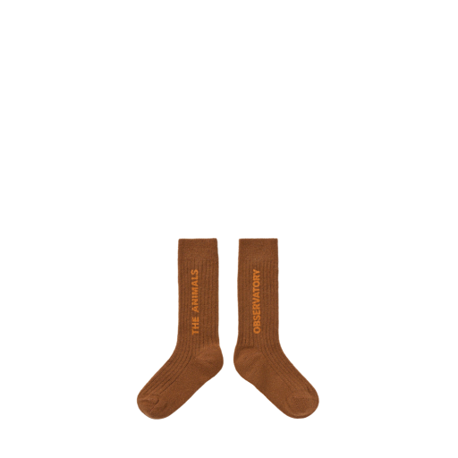Kinderschoen online The Animals Observatory korte kousen Bruine sokken met logo tekst