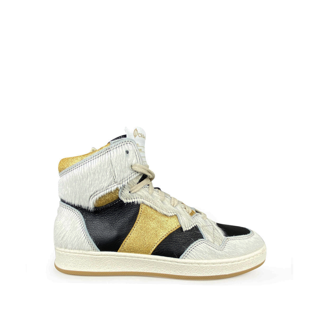 Ocra - Mid-height white sneaker with pony hair