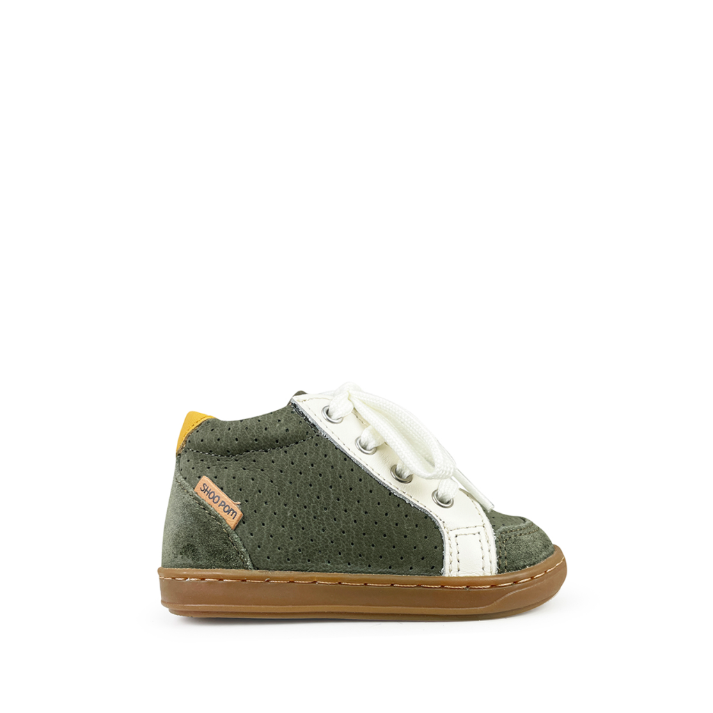 Pom d'api - Sneaker in kaki met wit